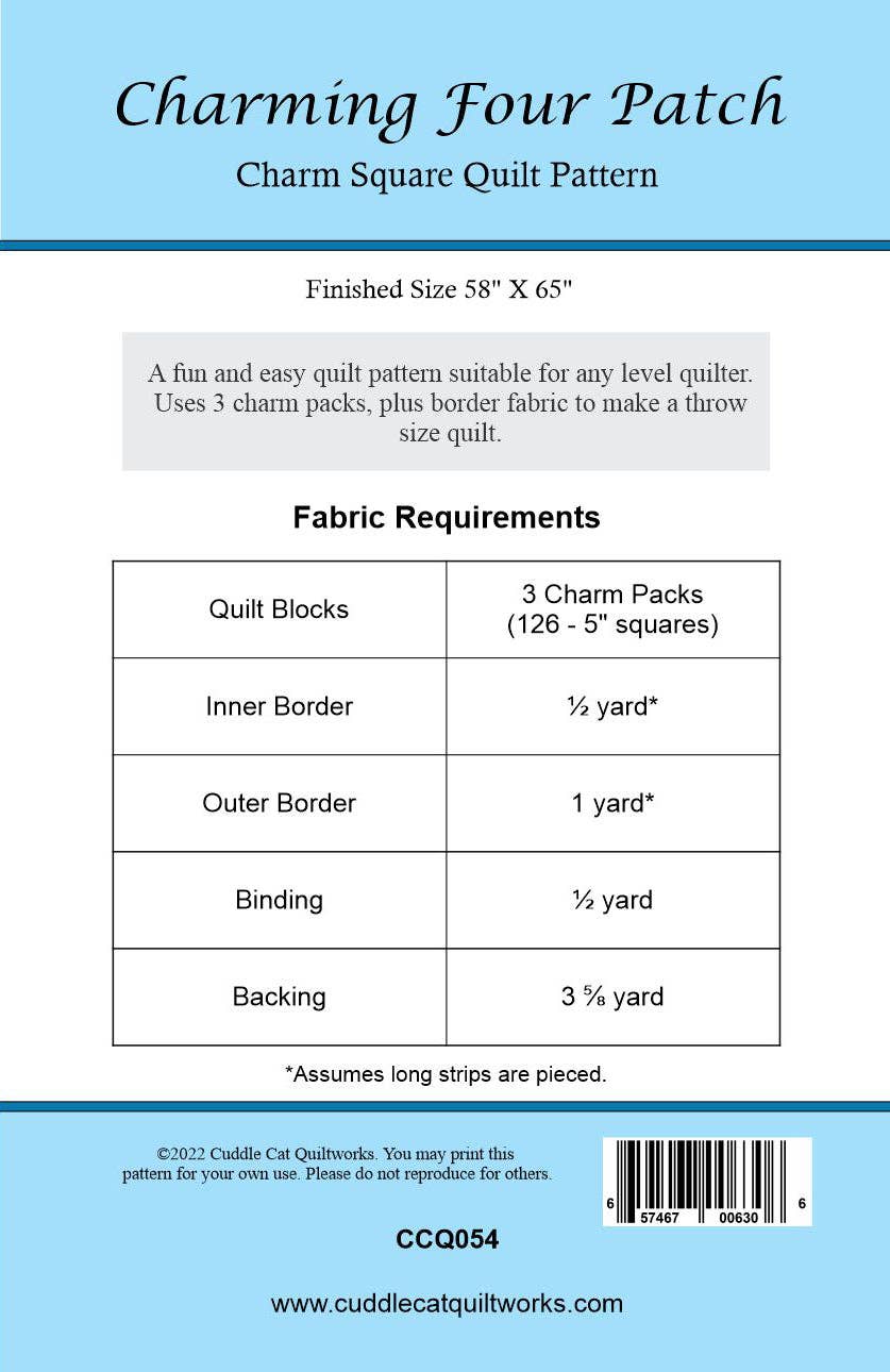 Charming Four Patch Quilt Pattern for Charm Squares