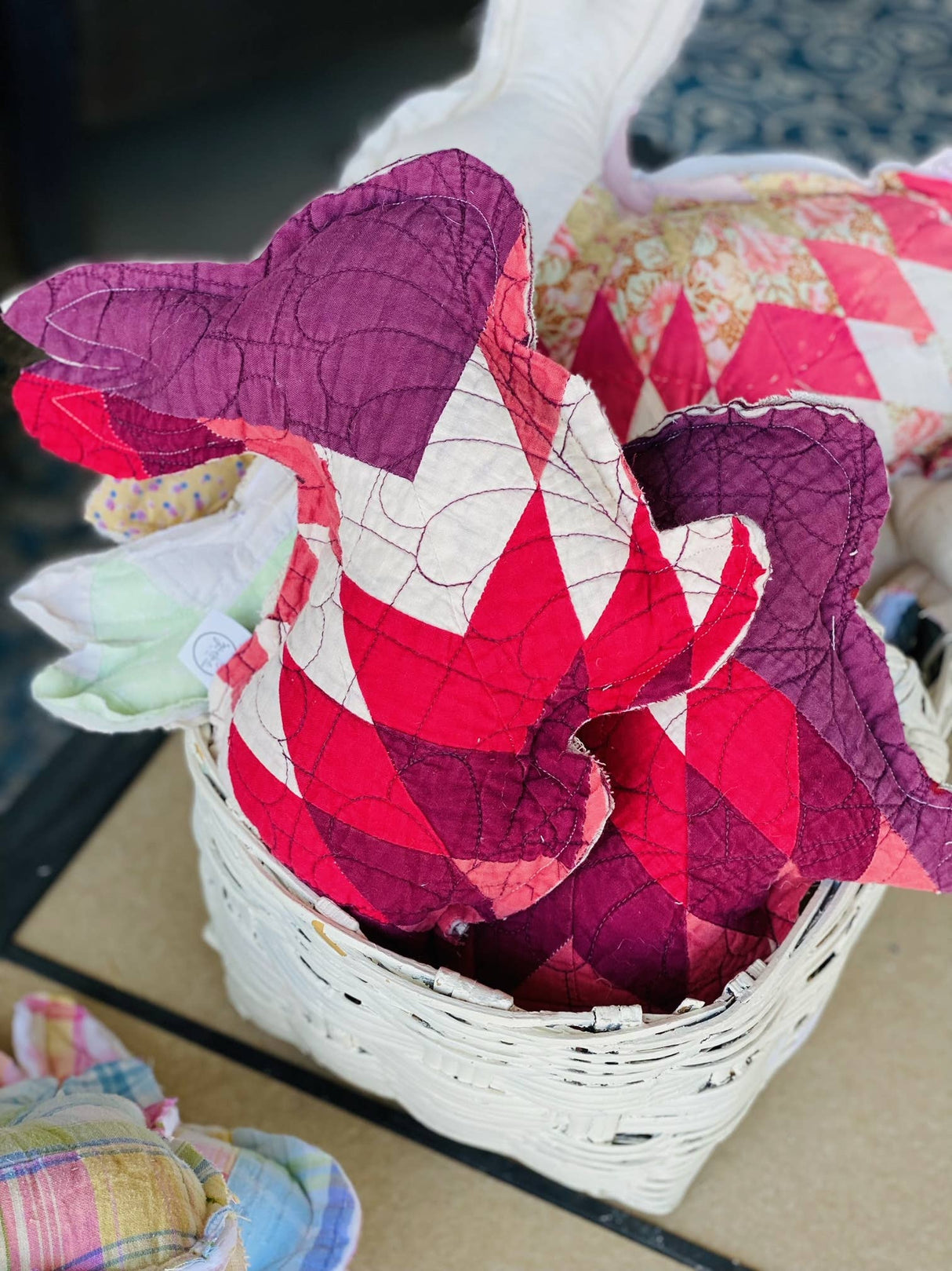 Vintage Fabric Easter Bunnies made from upcycled quilts