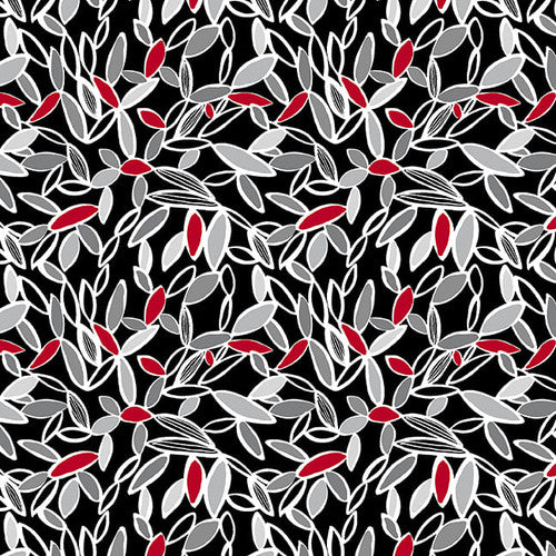 Henry Glass, Crimson Garden, black and Gray Leaves-