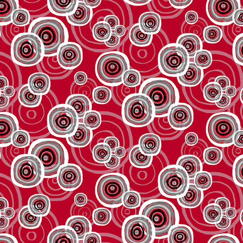 Henry Glass, Crimson Garden, red circles in circles