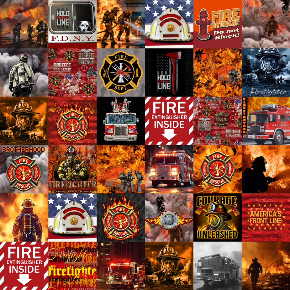 Firefighter Cheater Quilt Allover-Cotton 60" by the yard