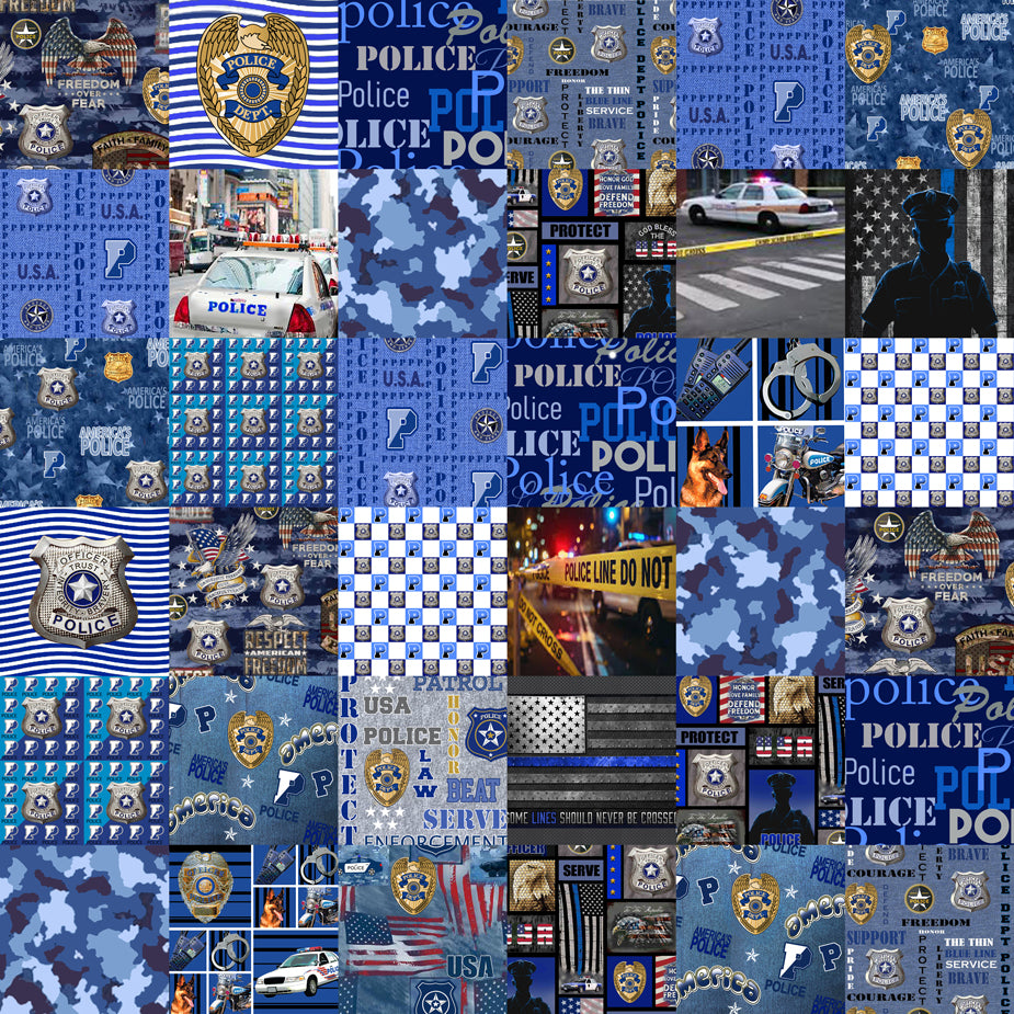 Police Dept Cheater Quilt Allover-Cotton 60" by the yard