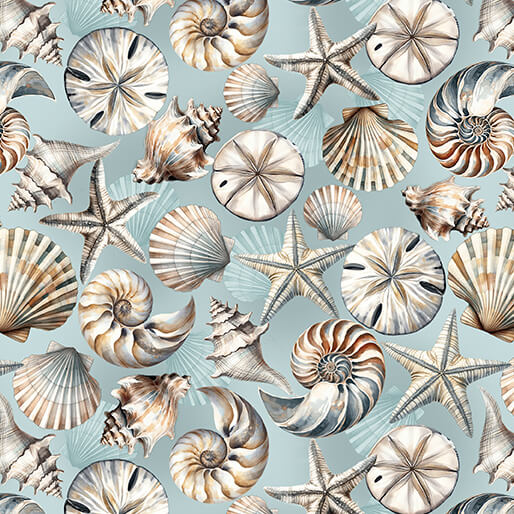 Coastal Escape from Benartex, Coastal Shells Ocean by the yard