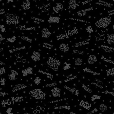 Harry Potter Minkee Shadow Words Black W60in