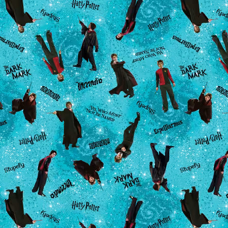 Harry Potter Minkee Spellbound Turquoise W60in by the yard