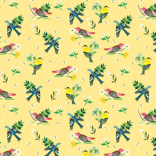 Morning Birdsong Light Honey by Katie Daisy for Benartex