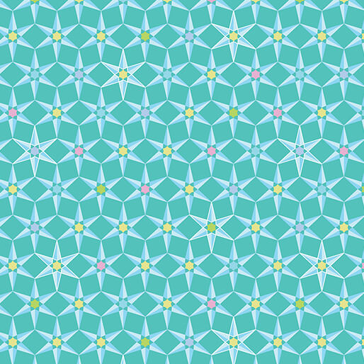 Cityscape Night, Aqua Star  by Amanda Murphy, by the yard
