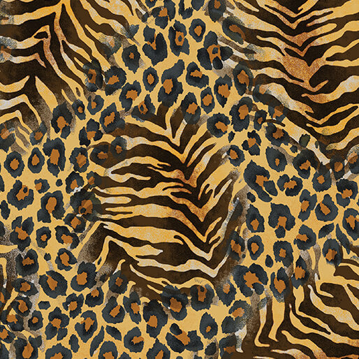 Spirit Animal Neutral Gold from Grunge Gone Glam by Jane Clauss for Benartex, Lawn by the yard