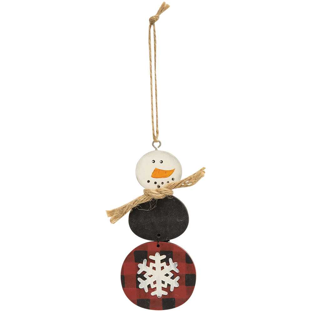 Buffalo Check Snowman Christmas Ornament,