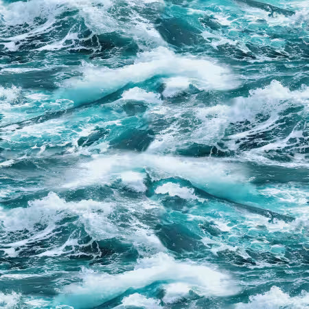 Blue/White Stormy Ocean 6 Inch repeat by the yard from Henry Glass