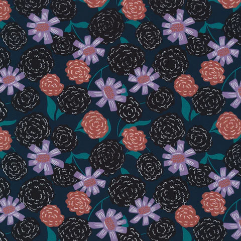 Mystery at Moonstone Manor- Black Marigolds by Cloud9 Fabrics