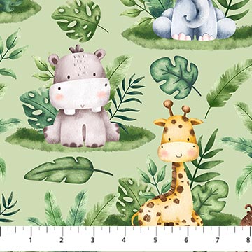 Wee Safari, by Northcott Animal toss, green multi, by the yard