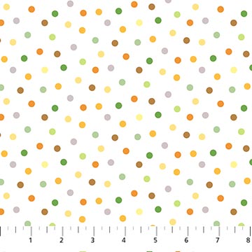 Wee Safari, by Northcott White Dot Multi, by the yard
