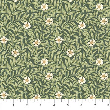 Ornithology from Northcott, Flowerette Dark Green Multi by the yard