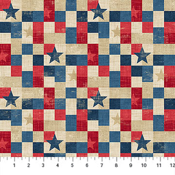 American Heartland, Beige Multi-Patchwork, from Northcott by the yard
