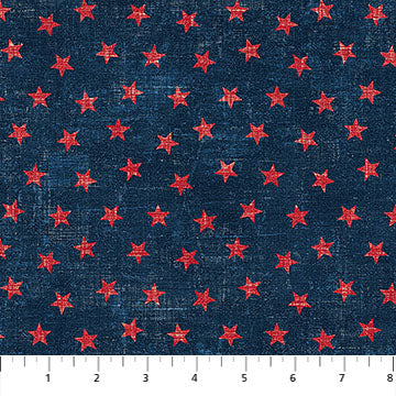 American Heartland, Navy/Red Stars , from Northcott by the yard