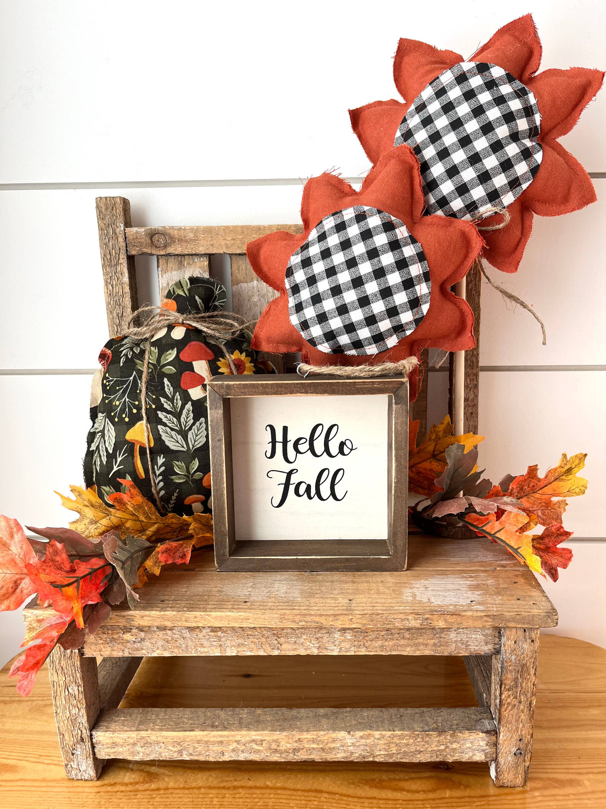 2pc. Summer Fall Sunflower Set - Autumn Check