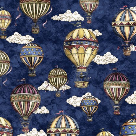 FLYING HIGH HOT AIR BALLOONS, TAN by QT Fabrics