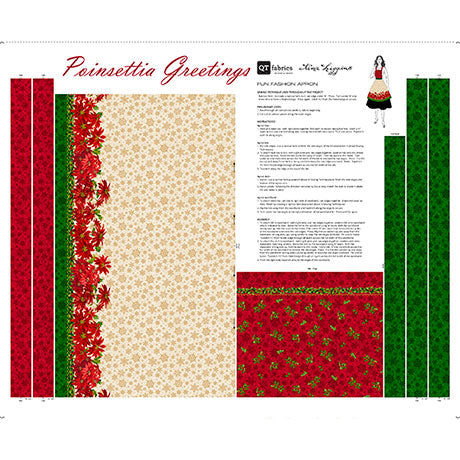 POINSETTIA GREETINGS APRON Panel
