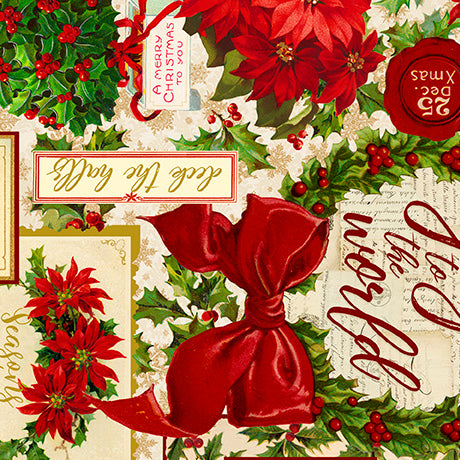POINSETTIA GREETING COLLAGE by the yard