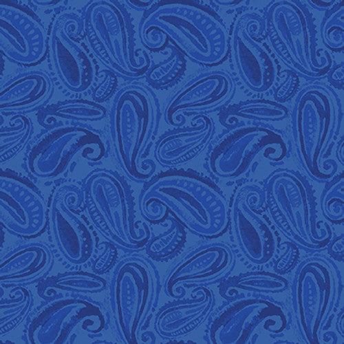 3908-77 Cobalt || Lucky Stars, Paisley,  for blank quilting by the yard