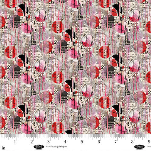 Spread the Word from Blank Quilting, Pink Newspaper Abstract, by the yard