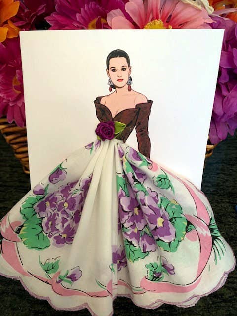 1988 Arnold Scassi Evening Dress Keepsake Hanky Card