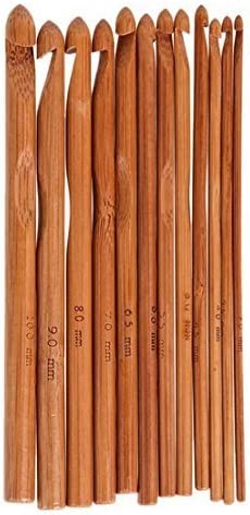 2pcs 6" Bamboo Handle Crochet Hook Knit Craft Knitting Needle Weave Yarn 3-10mm