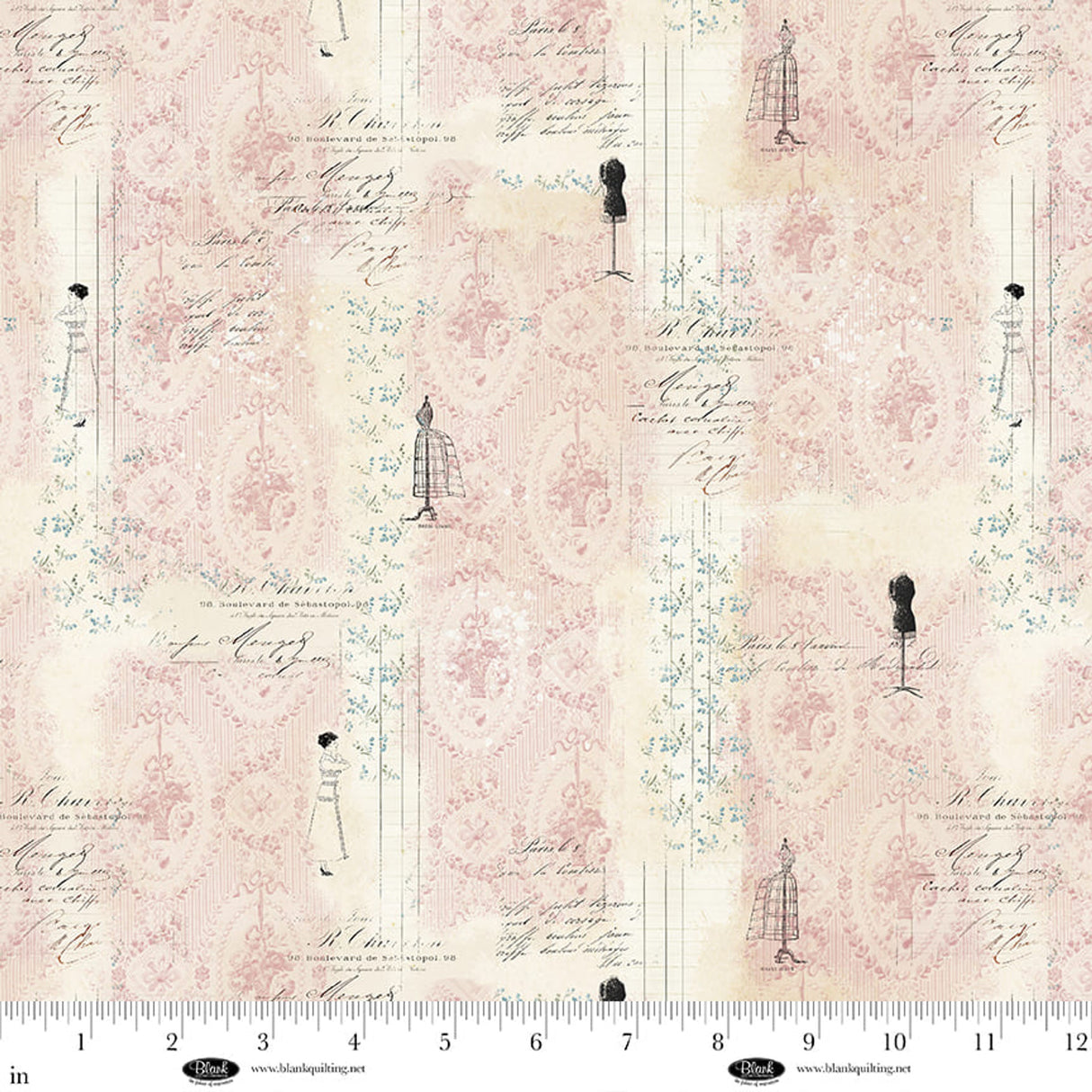 4294-22 Lt. Pink || Parisian Snippets by the yard from Blank Quilting