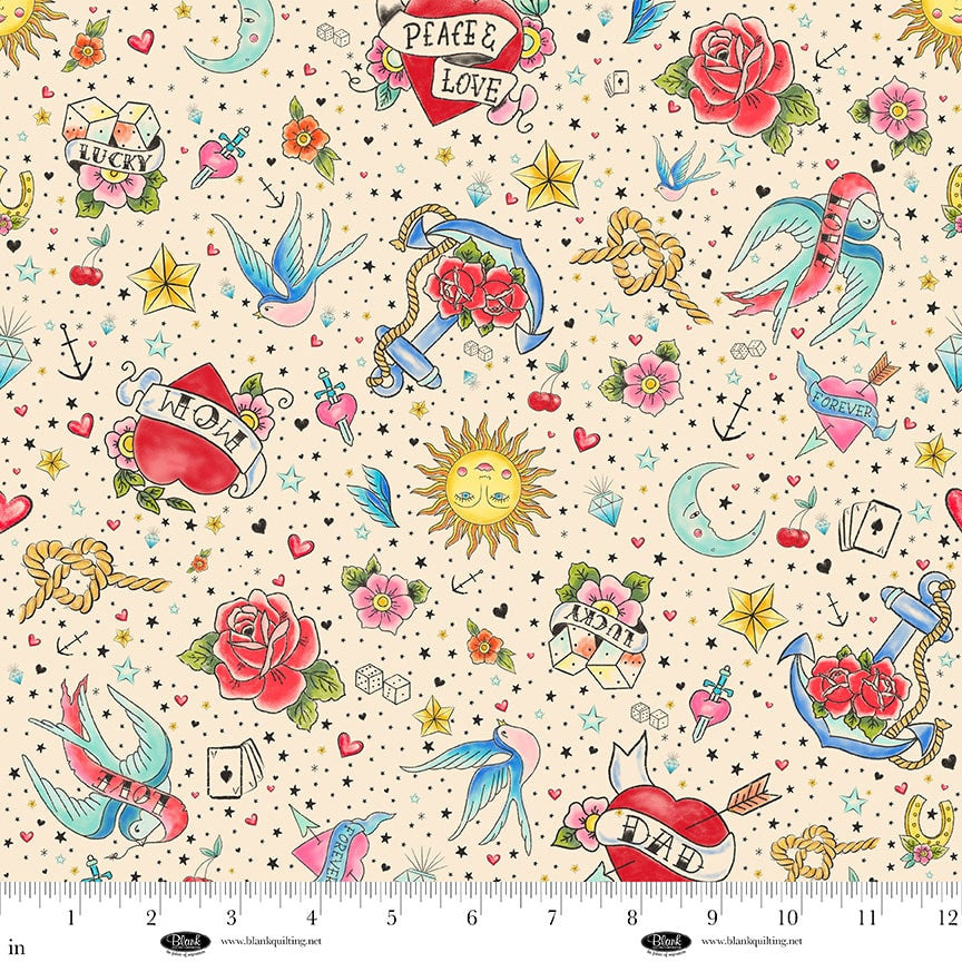 4445-41 Cream || Ink Chronicles from Blank Quilting by the yard