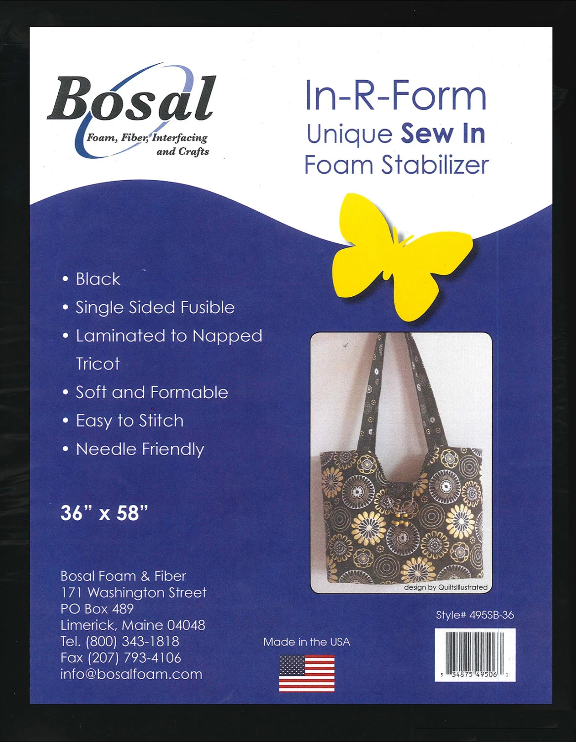 In-R-Form Single Sided Fusible Foam Stabilizer Black 58in x 36in