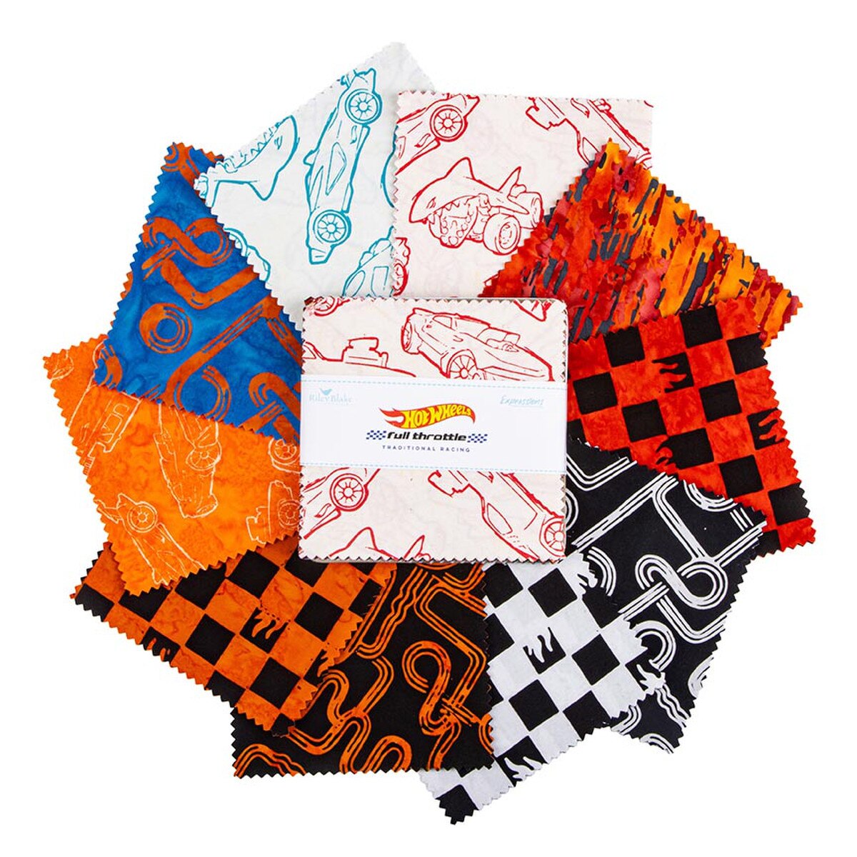 Batiks Full Throttle Hot Wheels™ Traditional Racing 5" Stacker from Riley Blake