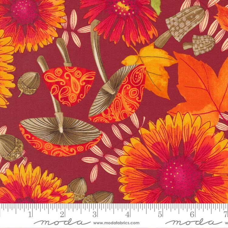 Forest Frolic Cinnamon Indian Blanket Flowers Florals, Moda by the yard