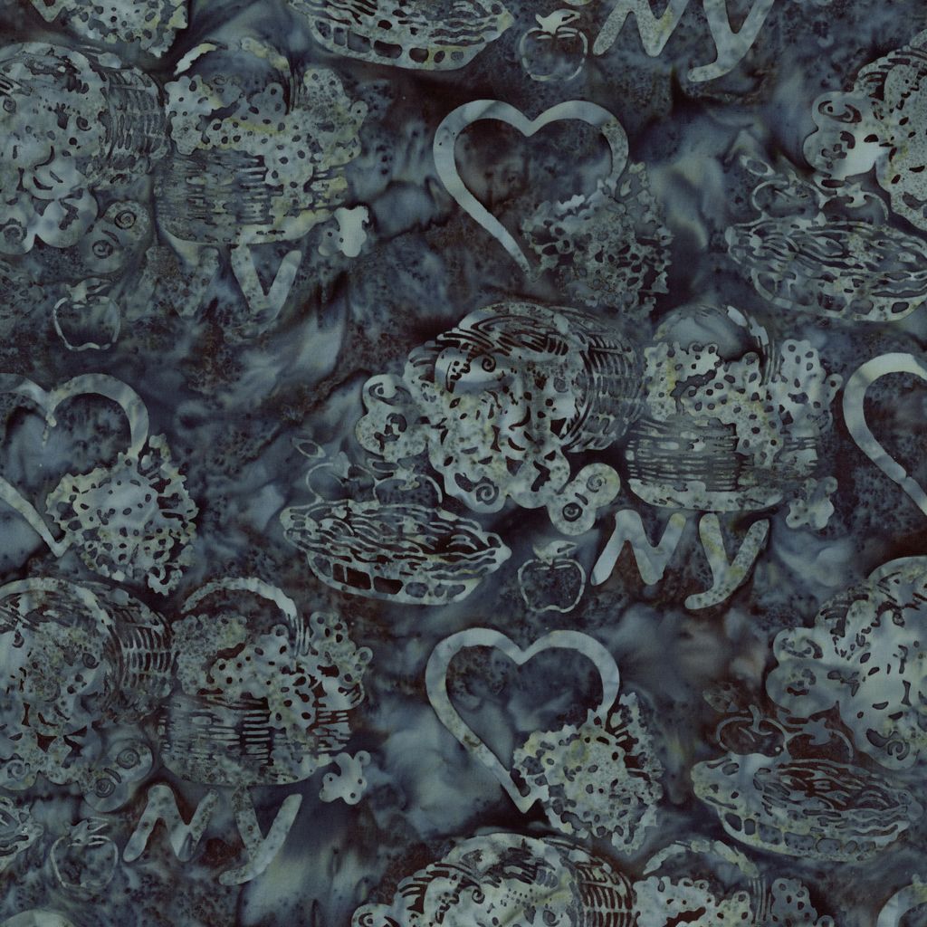 All New York Shop Hop, Heart NY Large Dark Batik from Riley Blake, by the yard