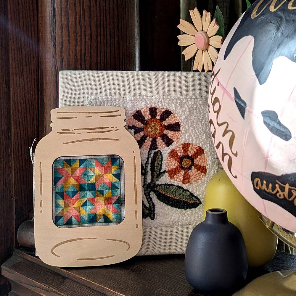 Star Quilt Block 4x4" Needlepoint Canvas