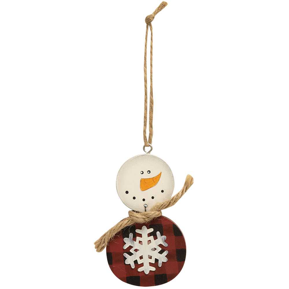Buffalo Check Snowman Christmas Ornament,
