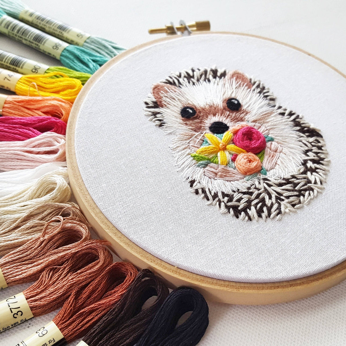 Hedgehog Embroidery Kit: Floss Card