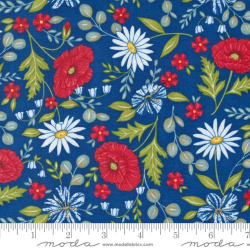 Red White Bloom Midnight Blue 56110 12 Moda by the yard