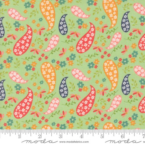 Raspberry Summer Mint, Paisley 37691 15 Moda by the yard