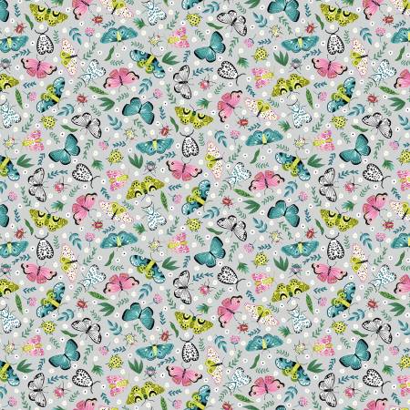 Light Gray Large Butterflies and Moths by the yard