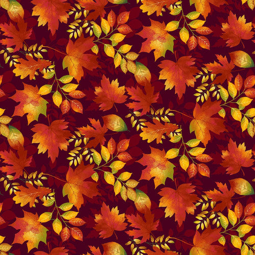 7700-89 Wine || Seeds of Gratitude Leaves, by the yard