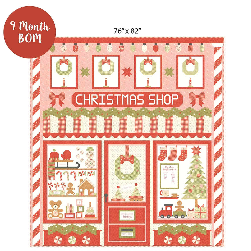 Preorder - Christmas Shop BOM Quilt Kit, December Darling from Heather Briggs, My Sew Quilty Life Ships June/July 2027