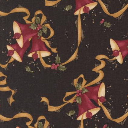 A Vintage Christmas from Kansas Troubles for Moda, Black Christmas Bells, by the yard
