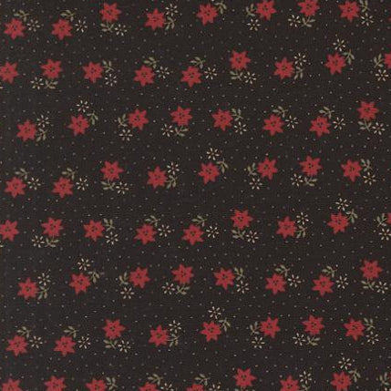 A Vintage Christmas from Kansas Troubles for Moda, Black Christmas Cactus Florals, by the yard