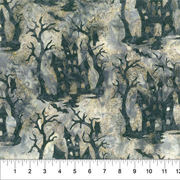 Haunted House Steel Gray from Northcott, by the yard