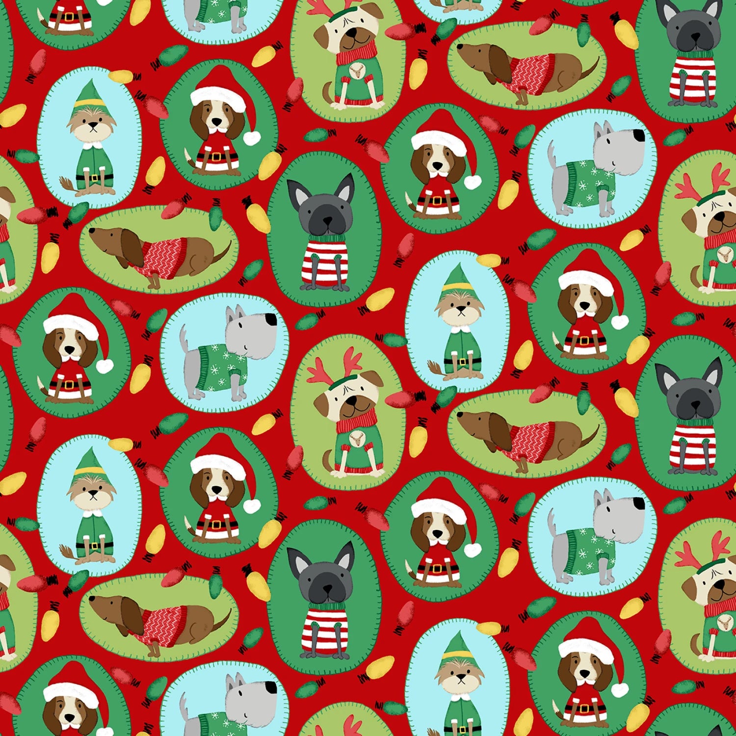 Red Dogs in Round Shapes by the yard