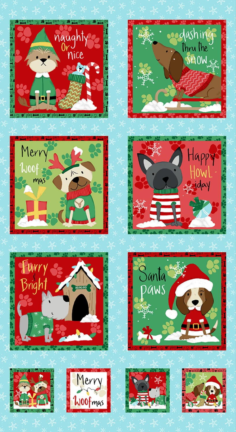 Light Blue Puppy Block Panel, sold by the panel