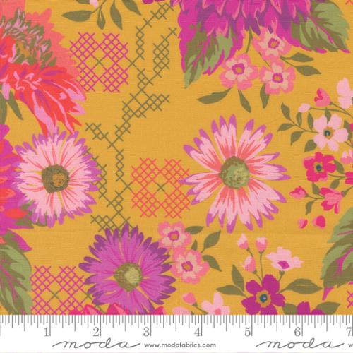 Parlor Happy Blooms Dijon 11960 19  Moda by the yard