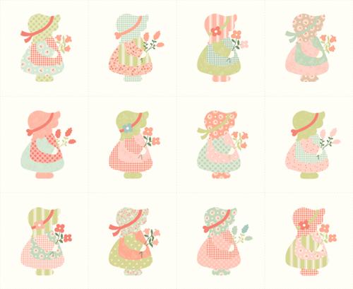 Sunbonnet Panel Porcelain 31770 11 Moda sold by the panel