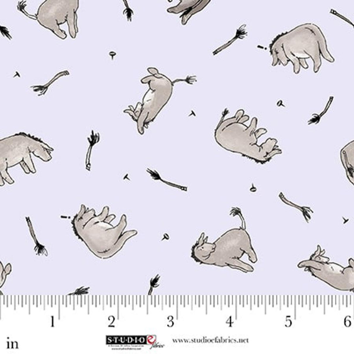 Classic Winnie from Studio E fabrics, Purple Donkeys Map by the yard